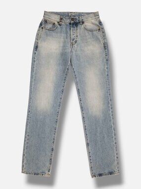 Saint Laurent Women Blue Straight-Fit Button-Fly Denim Jeans Pants Size 28